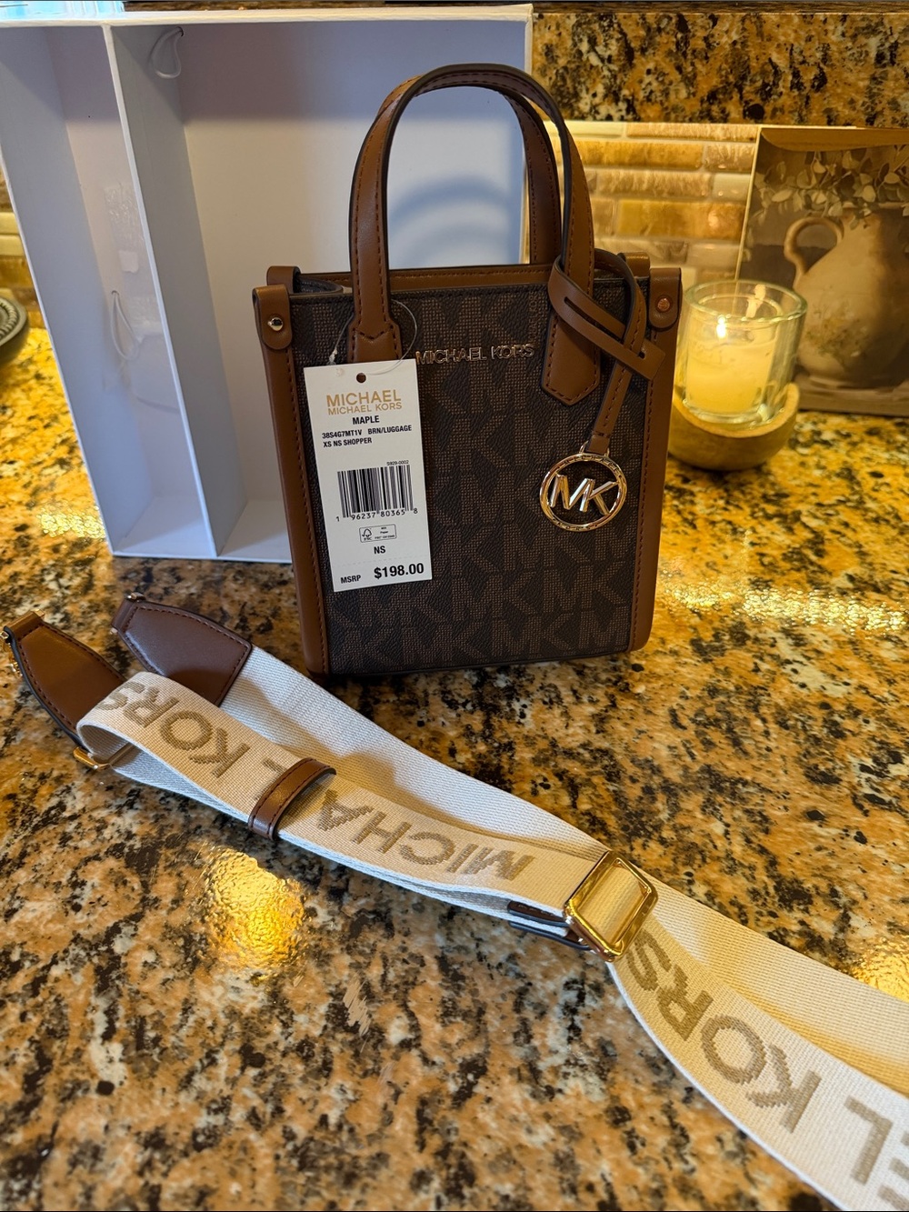 Michael Kors Brown/Maple Signature Mini Tote with Gold Hardware - Picture 4 of 13